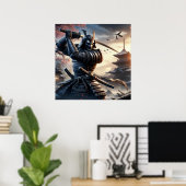 徹甲黒の壮士伝統的士 ポスター (ホームオフィス)