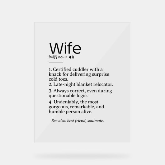 心おもしろいのこもった妻の定義 アクリルサイン (正面)