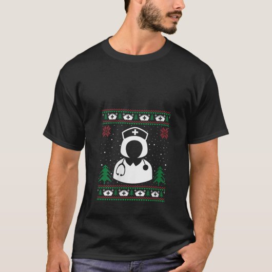心おもしろいナースサンタハット醜いクリスマス汗 Tシャツ (正面)
