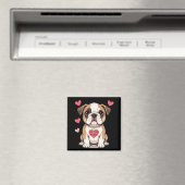 心からのメッセージを込めたブルドッグの子犬 マグネット (インサイチュ (食洗機))