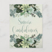 心からの哀悼 | 水彩画の多肉植物 ポストカード (正面)