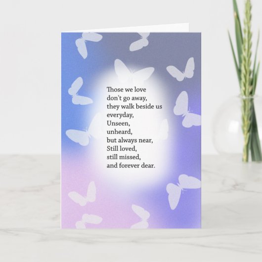 心からの悔やみや弔慰、詩を失って申し訳ない カード (正面)