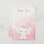 心からの感謝と愛らしい象 サンキューカード (正面/裏面)