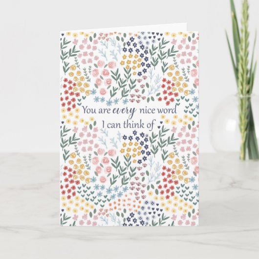 心からの感謝と花の友情ギフト カード (正面)