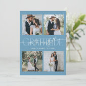 心からの感謝 ウェディング マルチ フォト デニム ブルー サンキューカード (スタンド正面)