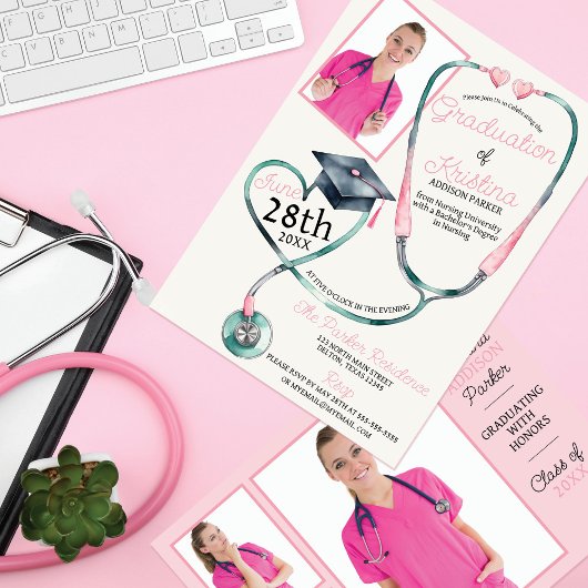 心からの成功：看護学校卒業パーティー 招待状