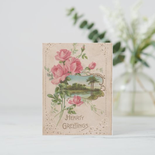 心からの挨拶のヴィンテージの歴史的バレンタインのポスト シーズンポストカード (スタンド正面)