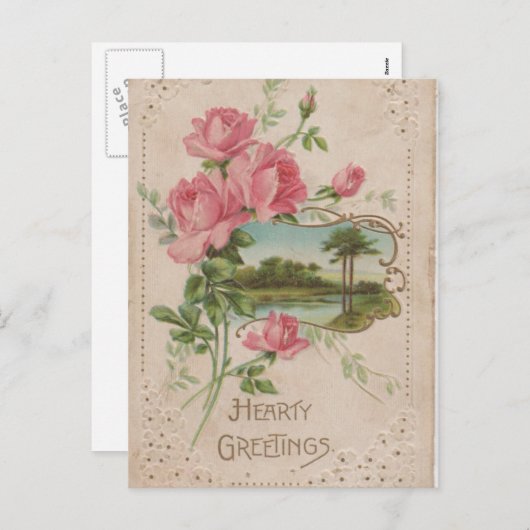 心からの挨拶のヴィンテージの歴史的バレンタインのポスト シーズンポストカード (正面/裏面)