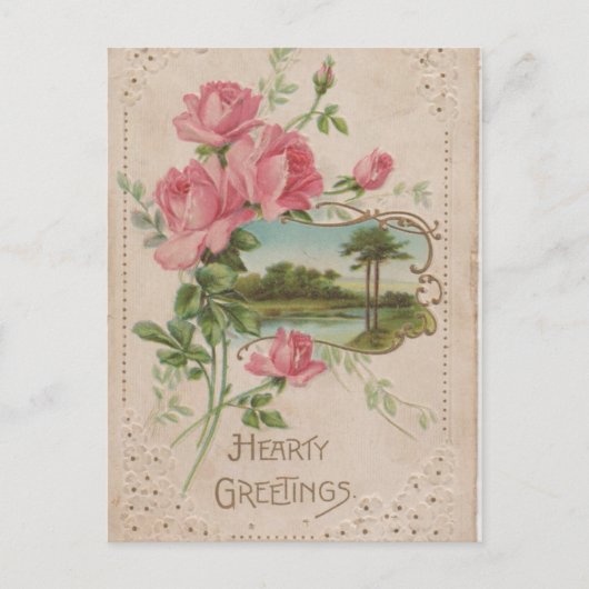 心からの挨拶のヴィンテージの歴史的バレンタインのポスト シーズンポストカード (正面)