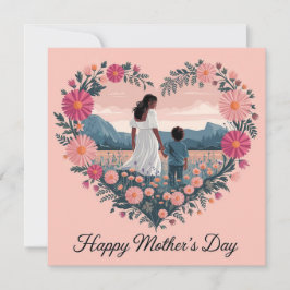 心からの母の日のデザイン: 母と子 カード