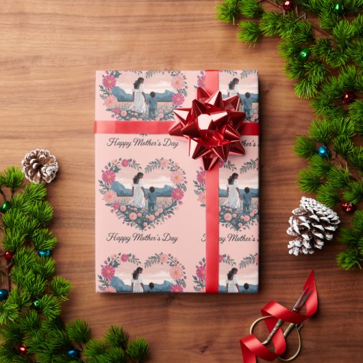 心からの母の日のデザイン: 母と子 ラッピングペーパー (クリスマスギフト)