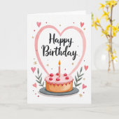 心からの誕生日ケーキカード カード (黄色い花)