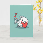 心からの魚の愛カード カード (黄色い花)