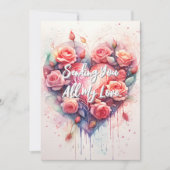 心からロマンチックな芸術的フローララブグリーティング カード (正面)