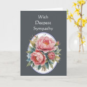 心から哀悼の意を込めて 美しい芍薬の庭の花 カード (黄色い花)