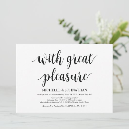 心から喜びを込めて、結婚式の秘密挙式招待状 招待状 (スタンド正面)