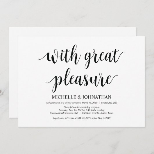 心から喜びを込めて、結婚式の秘密挙式招待状 招待状 (正面/裏面)