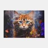 心から喜ぶ子猫パインタリー ドアマット (正面)