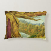 心から感謝する祝日；インディアンコーンと干し草の山 アクセントクッション (裏面)