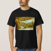 心から感謝する祝日;インディアンコーンと干し草の山 Tシャツ (正面)