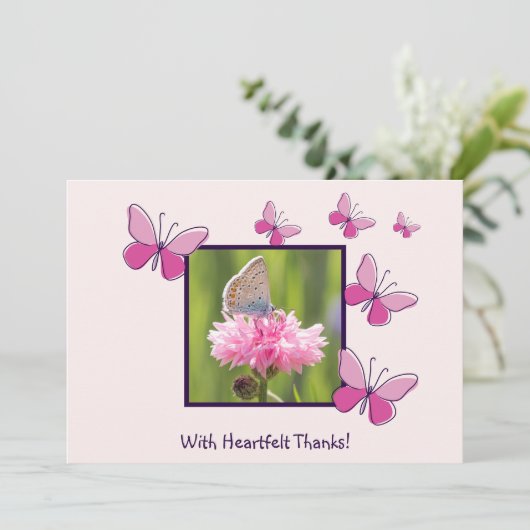 心かわいらしのこもった感謝してい写真！サンキューカード 招待状 (スタンド正面)