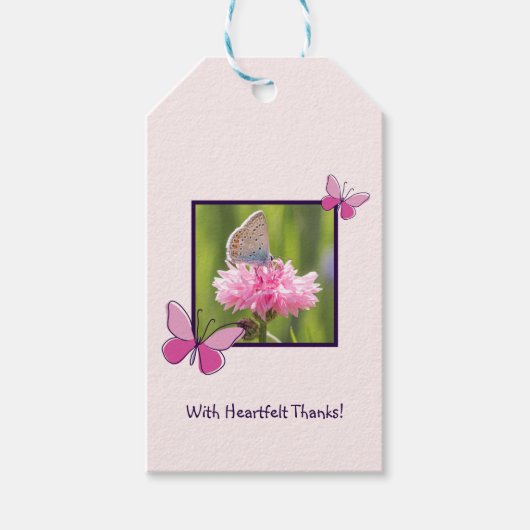 心かわいらしのこもった感謝してい写真！サンキュー ギフトタグ (正面)