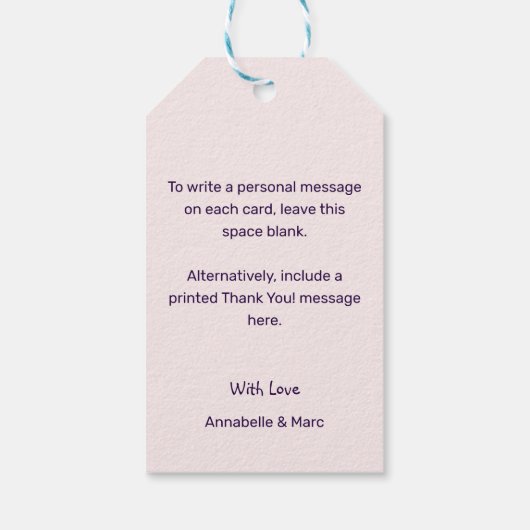 心かわいらしのこもった感謝してい写真！サンキュー ギフトタグ (裏面)