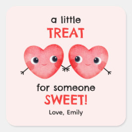 心がとけるような友達への小さなプレゼントに最適な、ハートがキュートなタグ スクエアシール