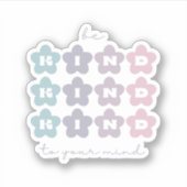 心に優しい |レトロの花フランスの灰色 シール (正面)