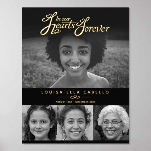 心に残る写真 黒の葬儀 遺影 箔ポスター (正面)