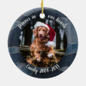 心に永遠に留まる ペット追悼 フォト メモリアル アブストラクト セラミックオーナメント (裏面)