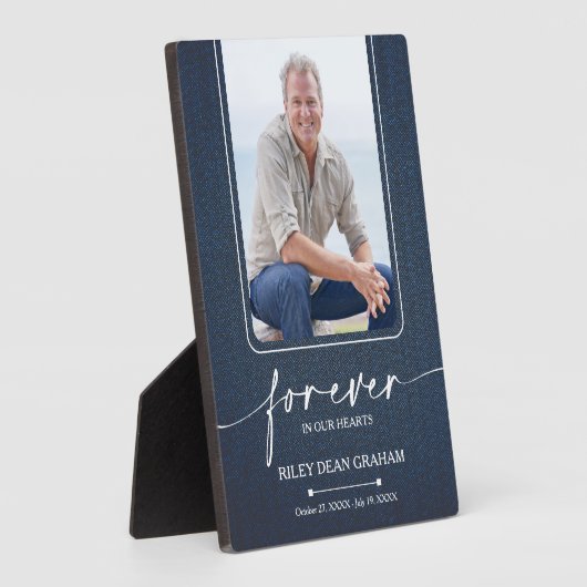心に永遠に留める フォト メモリアル デニム フォトプラーク (側面)