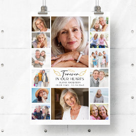 心に永遠に留める マルチ写真コラージュ追悼 ポスター