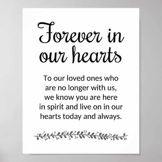 心に永遠に留める 結婚式追悼看板 ポスター (正面)