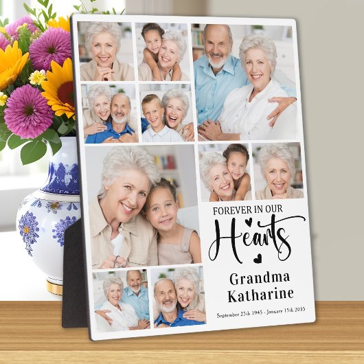 心に永遠に10枚の写真コラージュ追悼プレート フォトプラーク