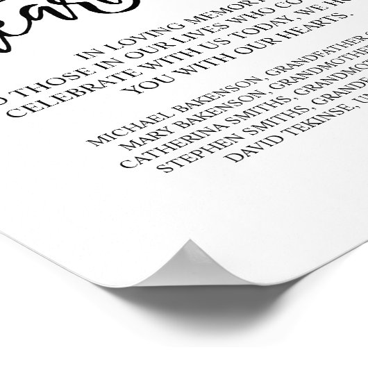 心に永遠に ウェディングメモリアルテーブルサイン ポスター (角)