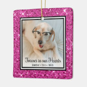 心に永遠に ピンクグリッター犬メモリアル セラミックオーナメント (左)