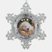 心に永遠に | ペットの写真追悼 wreath スノーフレークピューターオーナメント (正面)