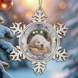 心に永遠に | ペットの写真追悼 wreath スノーフレークピューターオーナメント
