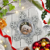 心に永遠に | ペットの写真追悼 wreath スノーフレークピューターオーナメント