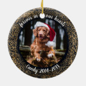 心に永遠に - 写真ペットメモリアル ゴールド セラミックオーナメント (裏面)