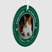 心に永遠に 猫の写真と名前の追悼 オーナメント (正面)