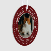 心に永遠に 猫の写真と名前の追悼 オーナメント (正面)