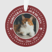 心に永遠に 猫の写真と名前の追悼 オーナメント (正面)