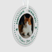 心に永遠に 猫の写真と名前の追悼 オーナメント (正面)