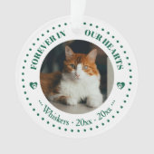 心に永遠に 猫の写真と名前の追悼 オーナメント (正面)