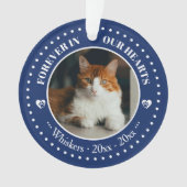 心に永遠に 猫の写真と名前の追悼 オーナメント (正面)