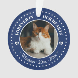 心に永遠に 猫の写真と名前の追悼 オーナメント