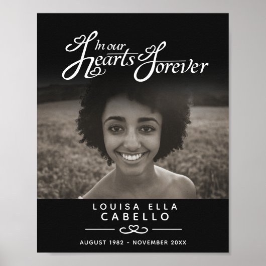 心に永遠に 葬儀 追悼 黒 ポスター (正面)