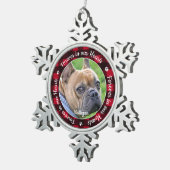 心に永遠に 赤いチェック柄のペット犬メモリアル スノーフレークピューターオーナメント (右)